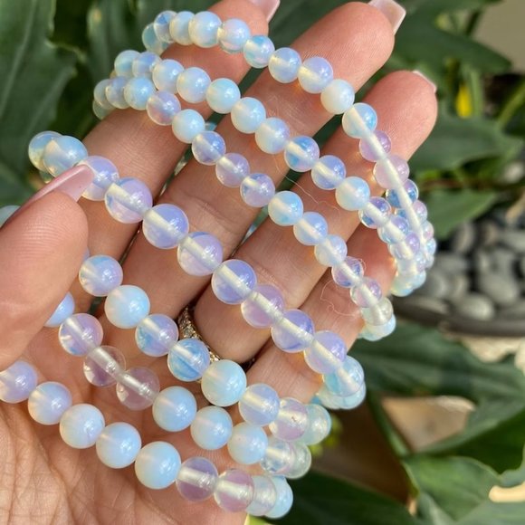 Natural Opalite 8mm Round Beaded Balance Stretch Healing Reiki Chakra Bracelet - Picture 4 of 4